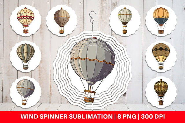 Wind Spinner Vintage Hot Air Balloon Sublimation artnoy 