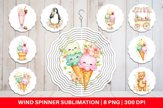 Wind Spinner Vintage Ice Cream Summer Sublimation artnoy 