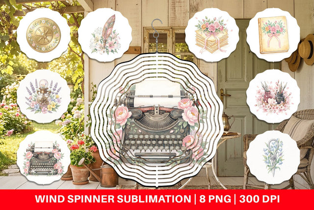 Wind Spinner Vintage Letter And Floral Watercolor Sublimation artnoy 
