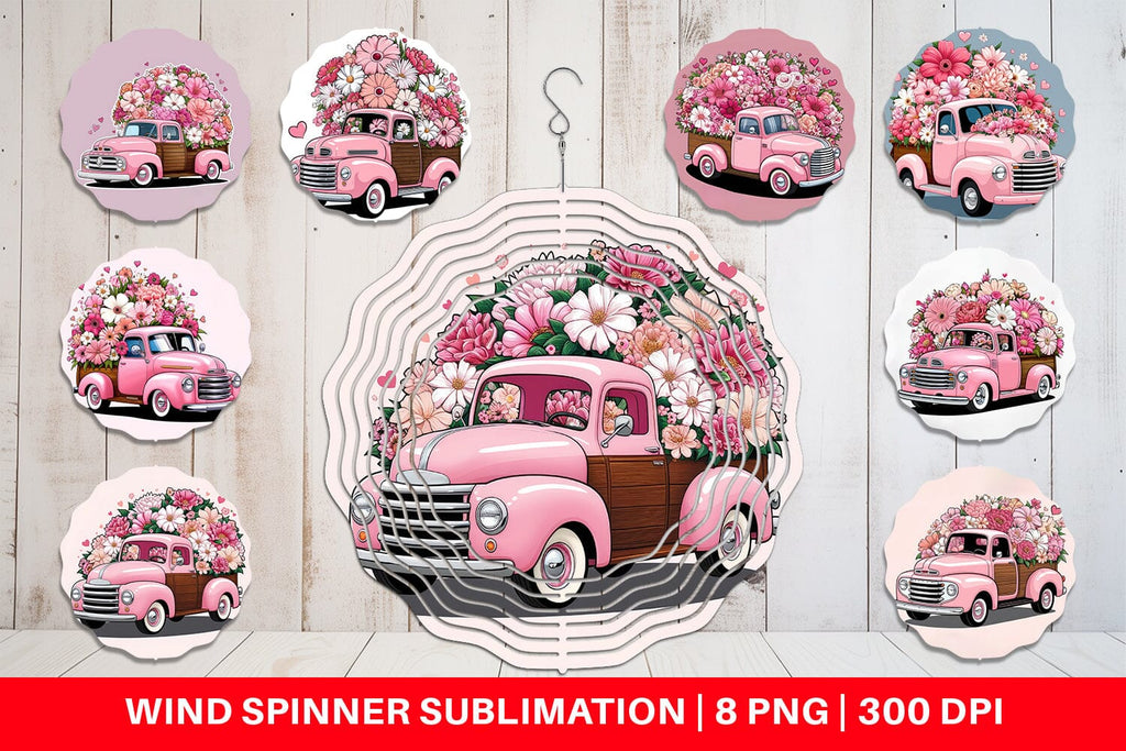 Wind Spinner Vintage Pink Trucks - So Fontsy