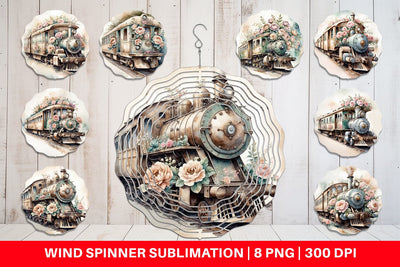 Wind Spinner Vintage Train Sublimation artnoy 