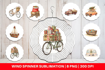 Wind Spinner Vintage Tropical Christmas Vehicle Sublimation artnoy 