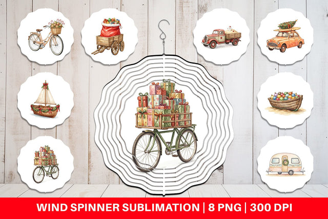 Wind Spinner Vintage Tropical Christmas Vehicle Sublimation artnoy 