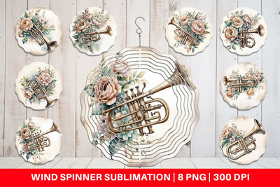 Wind Spinner Vintage Trumpet Sublimation artnoy 