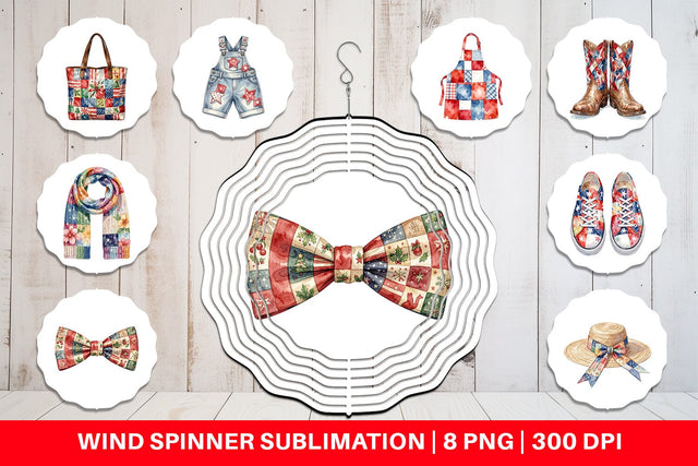 Wind Spinner Vintage USA Patchwork Accessories Sublimation artnoy 