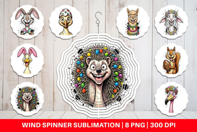Wind Spinner Wacky Easter Animal Portrait Sublimation artnoy 