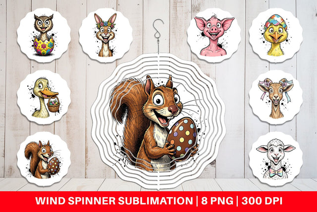 Wind Spinner Wacky Easter Animal Sublimation artnoy 