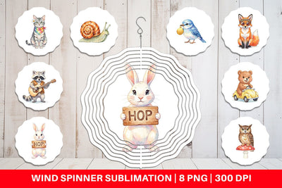 Wind Spinner Watercolor 70s Groovy Animal Hippie Sublimation artnoy 