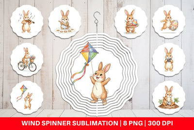Wind Spinner Watercolor Active Hobby Easter Bunny Sublimation artnoy 