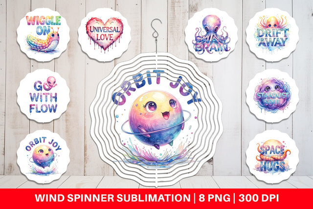 Wind Spinner Watercolor Alien Quote Sublimation artnoy 