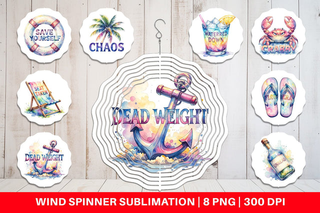 Wind Spinner Watercolor Anti Social Beach Quotes Sublimation artnoy 