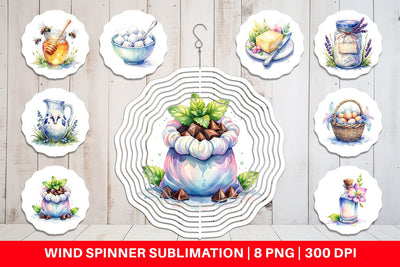 Wind Spinner Watercolor Baking Essentials Sublimation artnoy 
