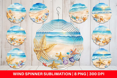 Wind Spinner Watercolor Beach Summer Sublimation artnoy 