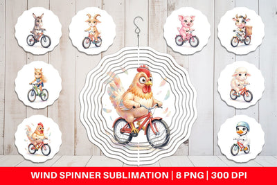 Wind Spinner Watercolor Big Eye Barnyard Biking Art Sublimation artnoy 
