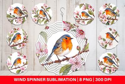 Wind Spinner Watercolor Bird Perched Sublimation artnoy 