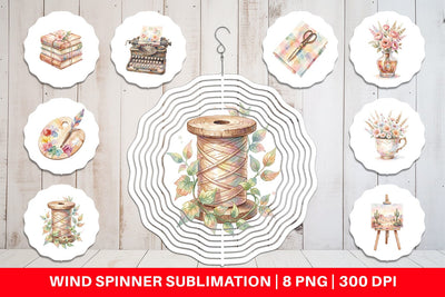 Wind Spinner Watercolor Boho Artistic Craft Ephemera Sublimation artnoy 