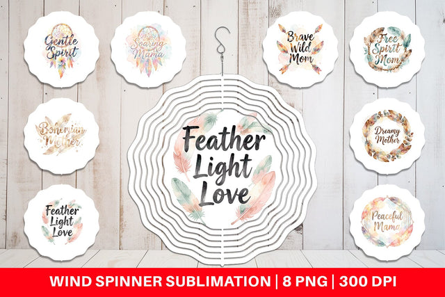 Wind Spinner Watercolor Boho Dreamcatcher Mama Quotes Sublimation artnoy 