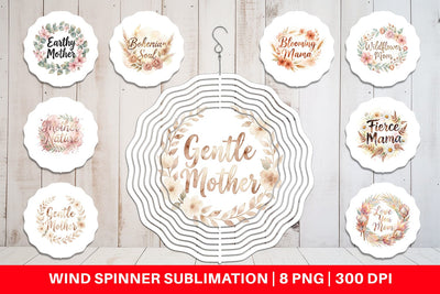 Wind Spinner Watercolor Boho Floral Mama Quotes Sublimation artnoy 