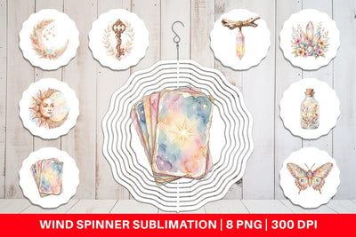 Wind Spinner Watercolor Boho Mystical Celestial Art Sublimation artnoy 
