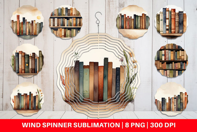 Wind Spinner Watercolor Books Sublimation artnoy 