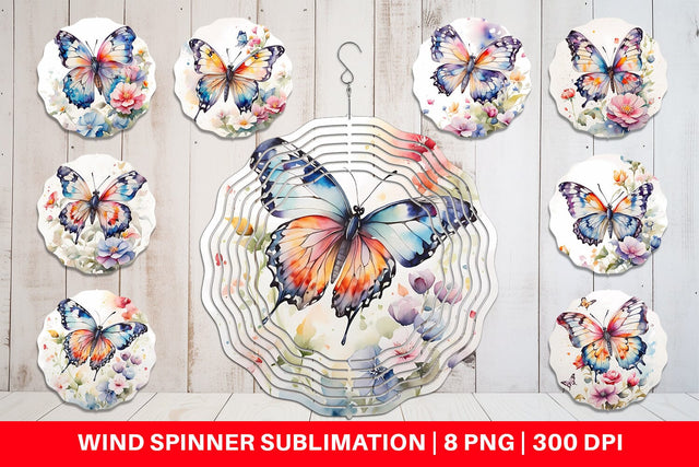 Wind Spinner Watercolor Butterfly Sublimation artnoy 