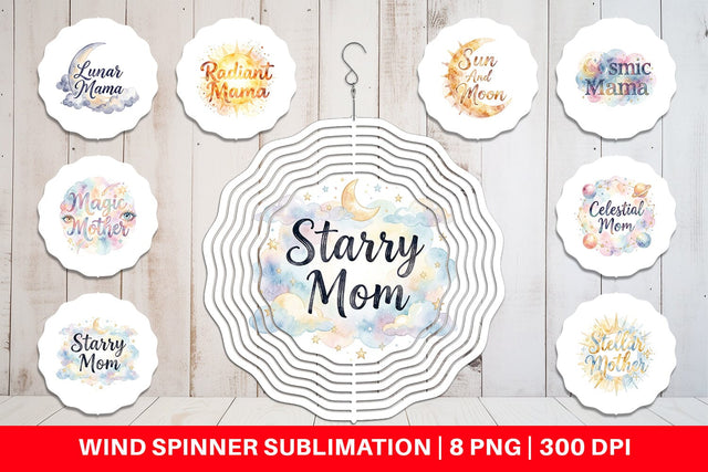 Wind Spinner Watercolor Celestial Boho Mother Quotes Sublimation artnoy 