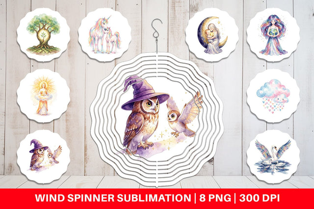 Wind Spinner Watercolor Celestial Mother Fantasy Art Sublimation artnoy 