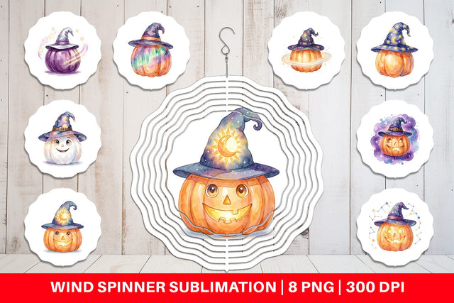 Wind Spinner Watercolor Celestial Starlight Witch Hat Sublimation artnoy 