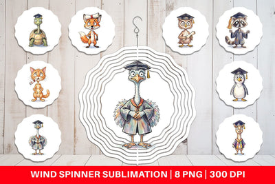 Wind Spinner Watercolor Chaotic Animal Graduation Sublimation artnoy 