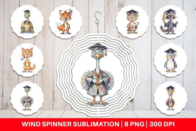 Wind Spinner Watercolor Chaotic Animal Graduation Sublimation artnoy 