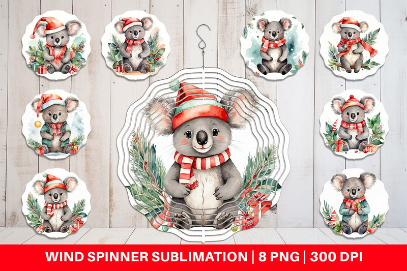 Wind Spinner Watercolor Christmas Koala Sublimation artnoy 