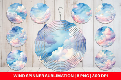 Wind Spinner Watercolor Cloudy Sky Sublimation artnoy 