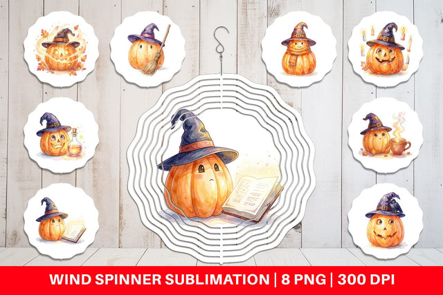 Wind Spinner Watercolor Cozy Autumn Spellcraft Witch Sublimation artnoy 