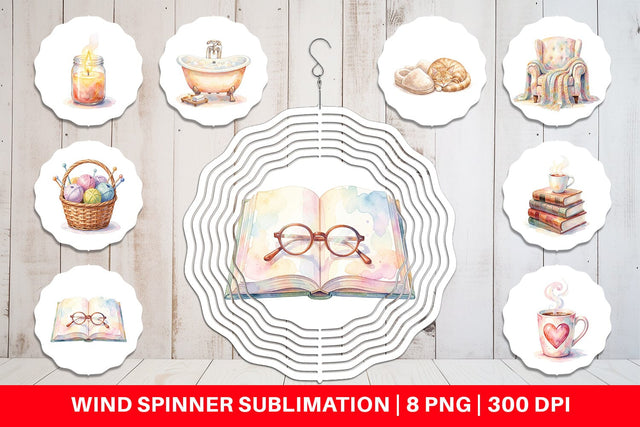 Wind Spinner Watercolor Cozy Mom Relaxation Art Sublimation artnoy 