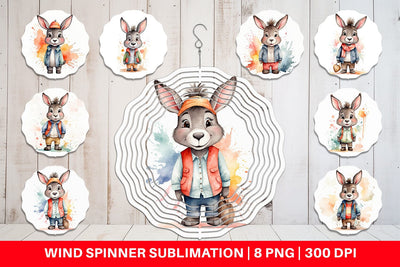 Wind Spinner Watercolor Cute Donkey Sublimation artnoy 
