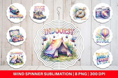 Wind Spinner Watercolor Cynical Travel And Hiking Art Sublimation artnoy 
