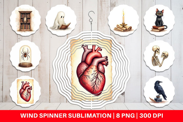 Wind Spinner Watercolor Dark Academia Creatures Sublimation artnoy 