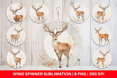 Wind Spinner Watercolor Deer Sublimation artnoy 