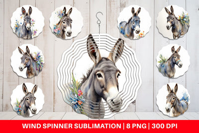 Wind Spinner Watercolor Donkey Easter Sublimation artnoy 