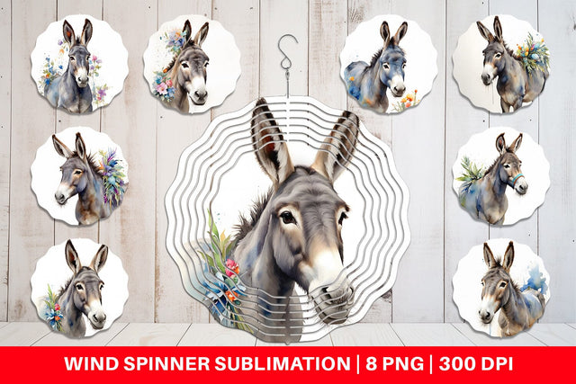 Wind Spinner Watercolor Donkey Easter Sublimation artnoy 