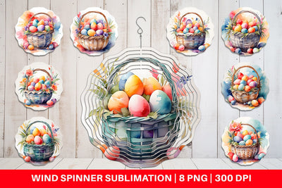 Wind Spinner Watercolor Easter Basket Sublimation artnoy 