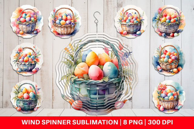 Wind Spinner Watercolor Easter Basket Sublimation artnoy 