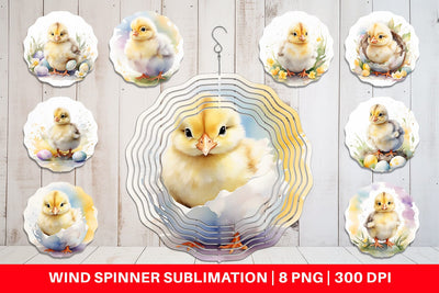 Wind Spinner Watercolor Easter Chick Sublimation artnoy 