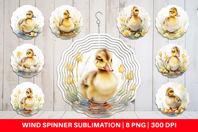 Wind Spinner Watercolor Easter Duck Sublimation artnoy 