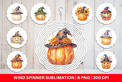 Wind Spinner Watercolor Enchanted Floral Witch Hat Sublimation artnoy 