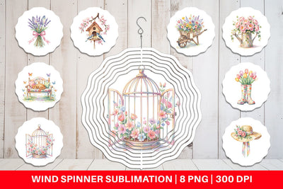 Wind Spinner Watercolor Enchanted Garden Mom Floral Sublimation artnoy 