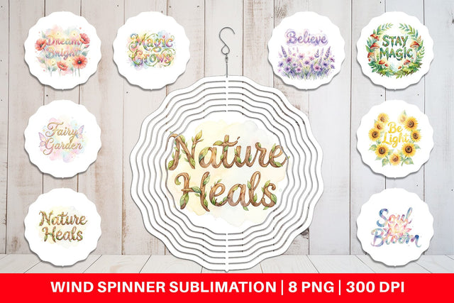 Wind Spinner Watercolor Enchanted Magic Flower Quote Sublimation artnoy 