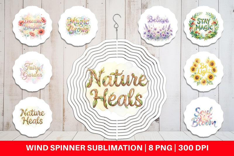 Wind Spinner Watercolor Enchanted Magic Flower Quote Sublimation artnoy 