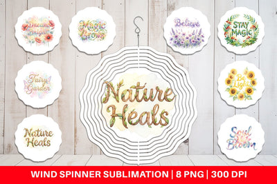 Wind Spinner Watercolor Enchanted Magic Flower Quote Sublimation artnoy 