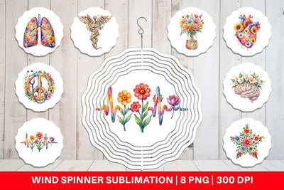 Wind Spinner Watercolor Floral Retro Medical Anatomy Sublimation artnoy 